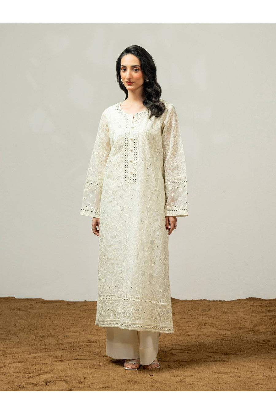 Embroidered 2 Piece Net Suit for Casual Wear