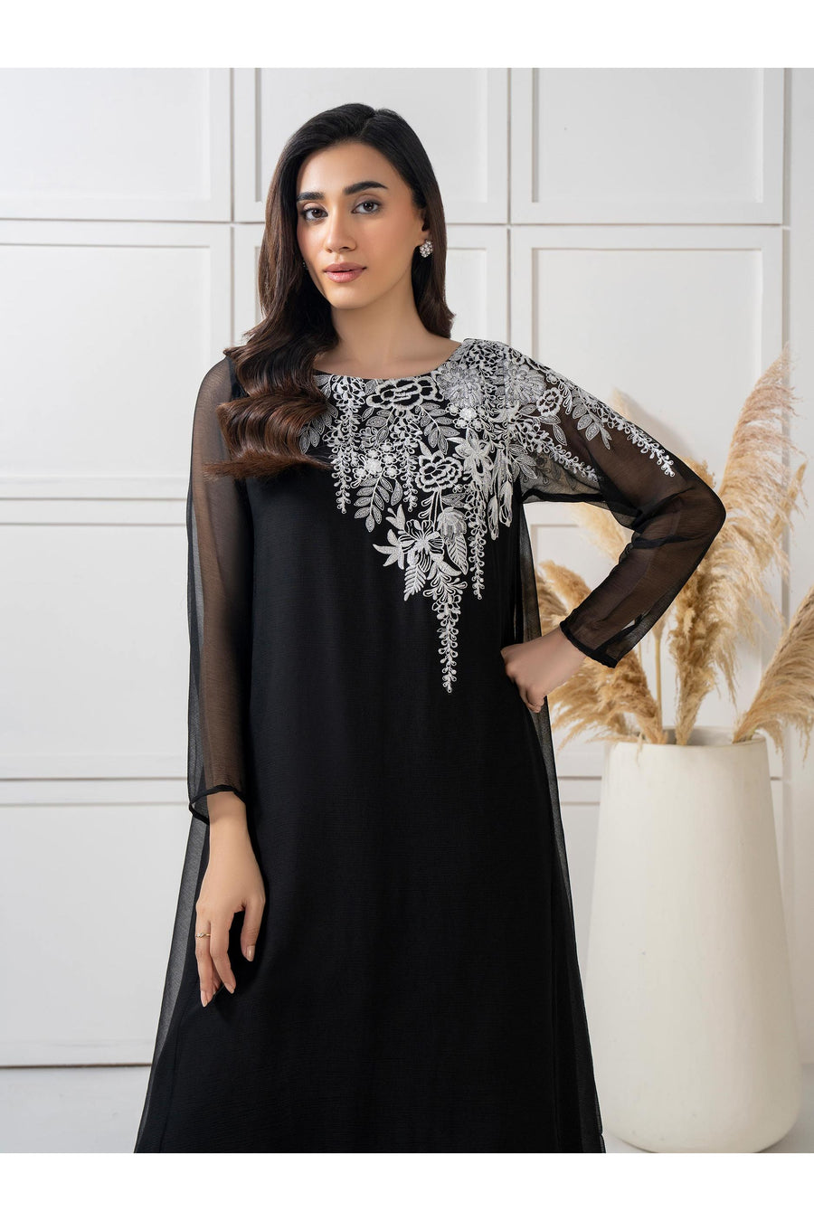 Embroidered Chiffon Shirt for Effortless Style