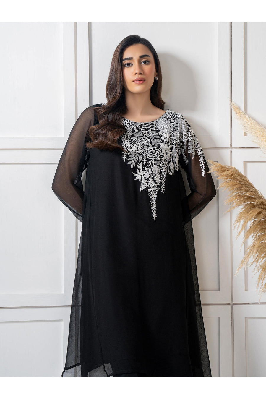 Embroidered Chiffon Shirt for Effortless Style