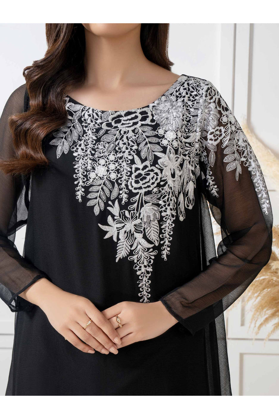 Embroidered Chiffon Shirt for Effortless Style