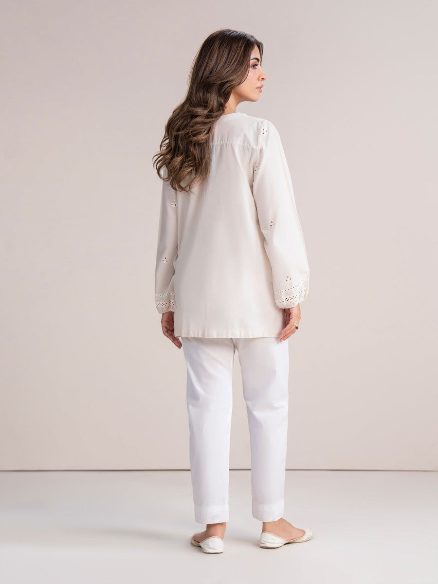 Cambric Kurti - Embroidered (Pret)