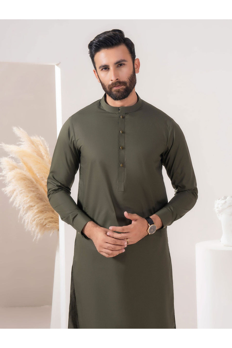 Men's Deep Green Cotton Suit For Elegant Style And Comfort