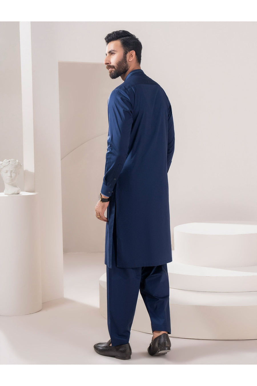 Two Piece Mens Cotton Suit In Navy For Elegant Everyday Wear