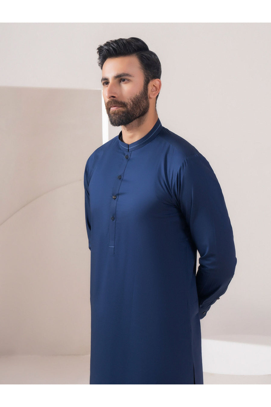 Two Piece Mens Cotton Suit In Navy For Elegant Everyday Wear