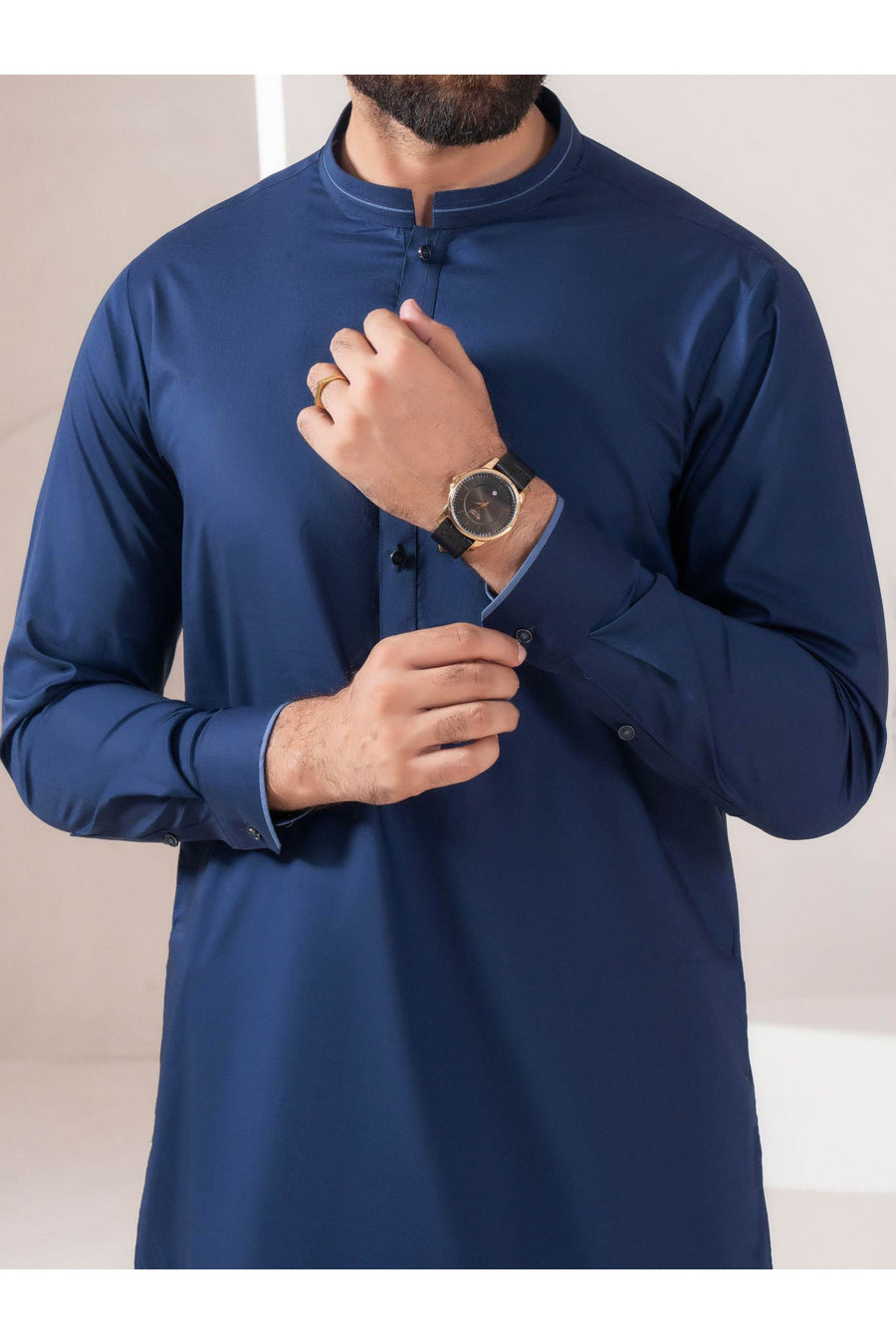 Two Piece Mens Cotton Suit In Navy For Elegant Everyday Wear