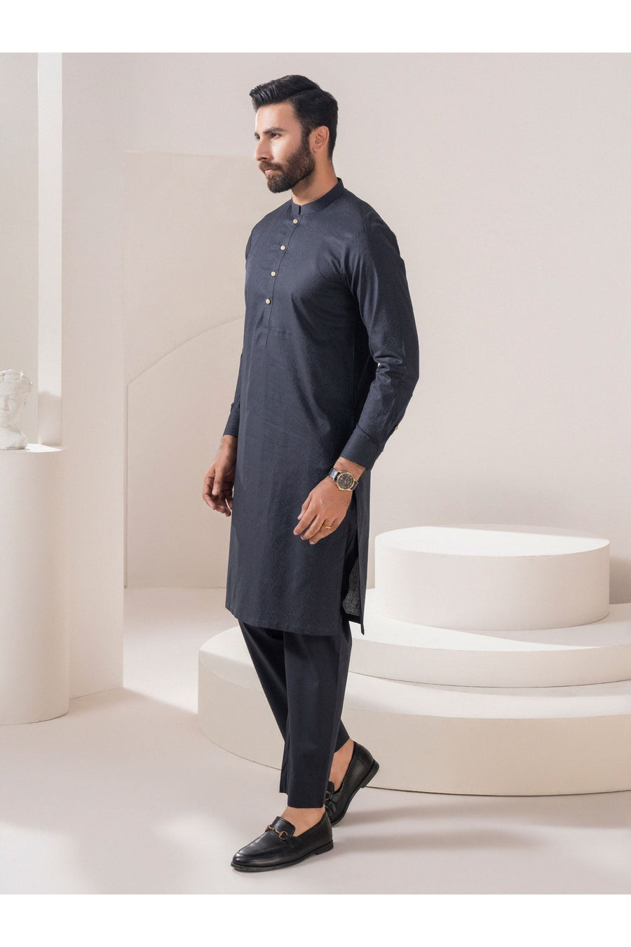 Elegant Self Jacquard Mens Formal Suit For Distinguished Occasions