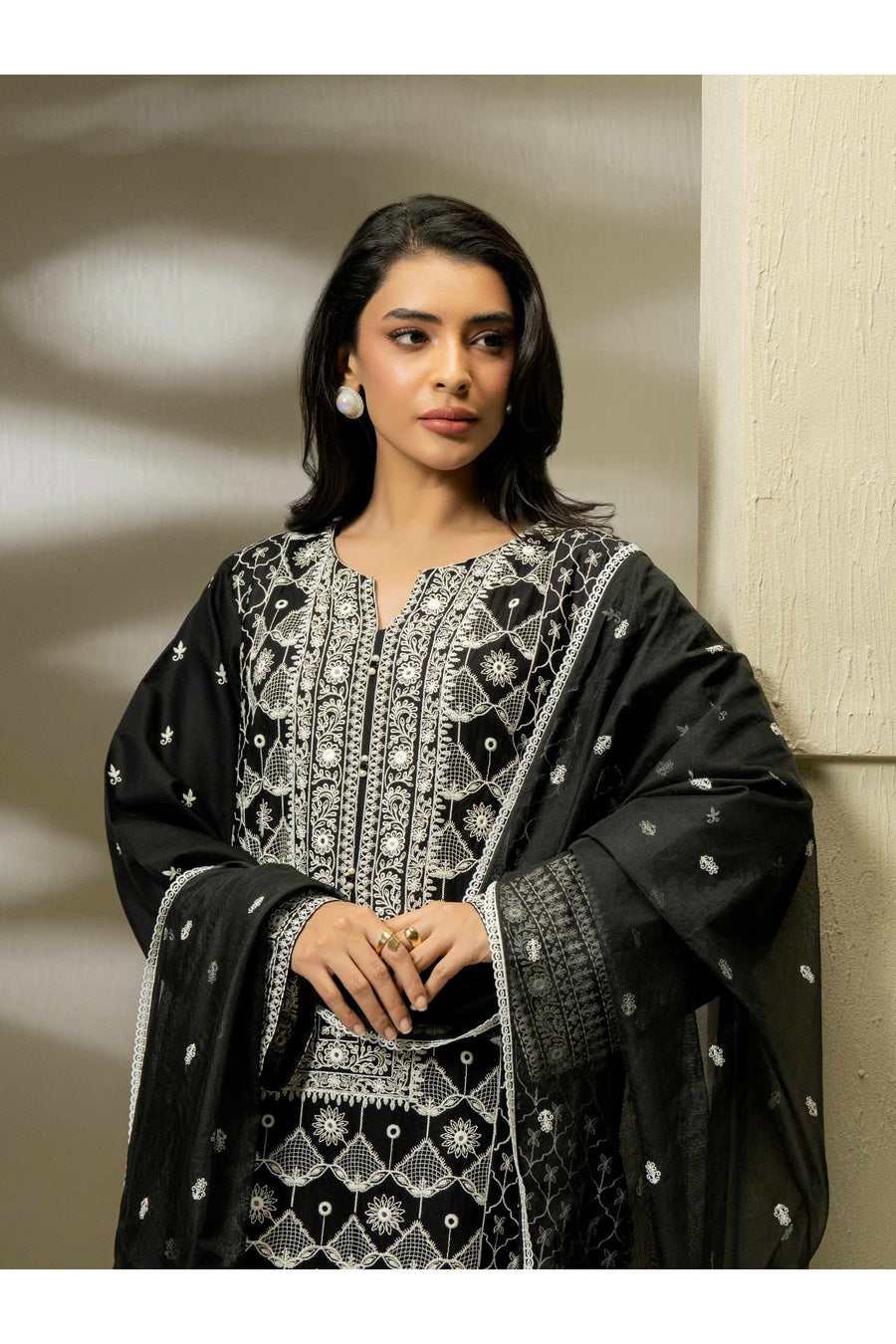 Embroidered Satin 3-Piece Suit Set