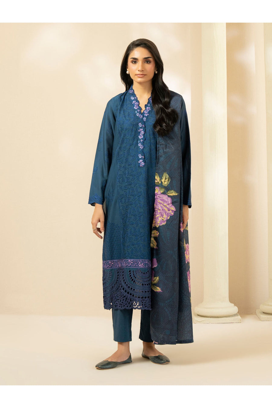 Embroidered 3 Piece Cotton Suit Set for You