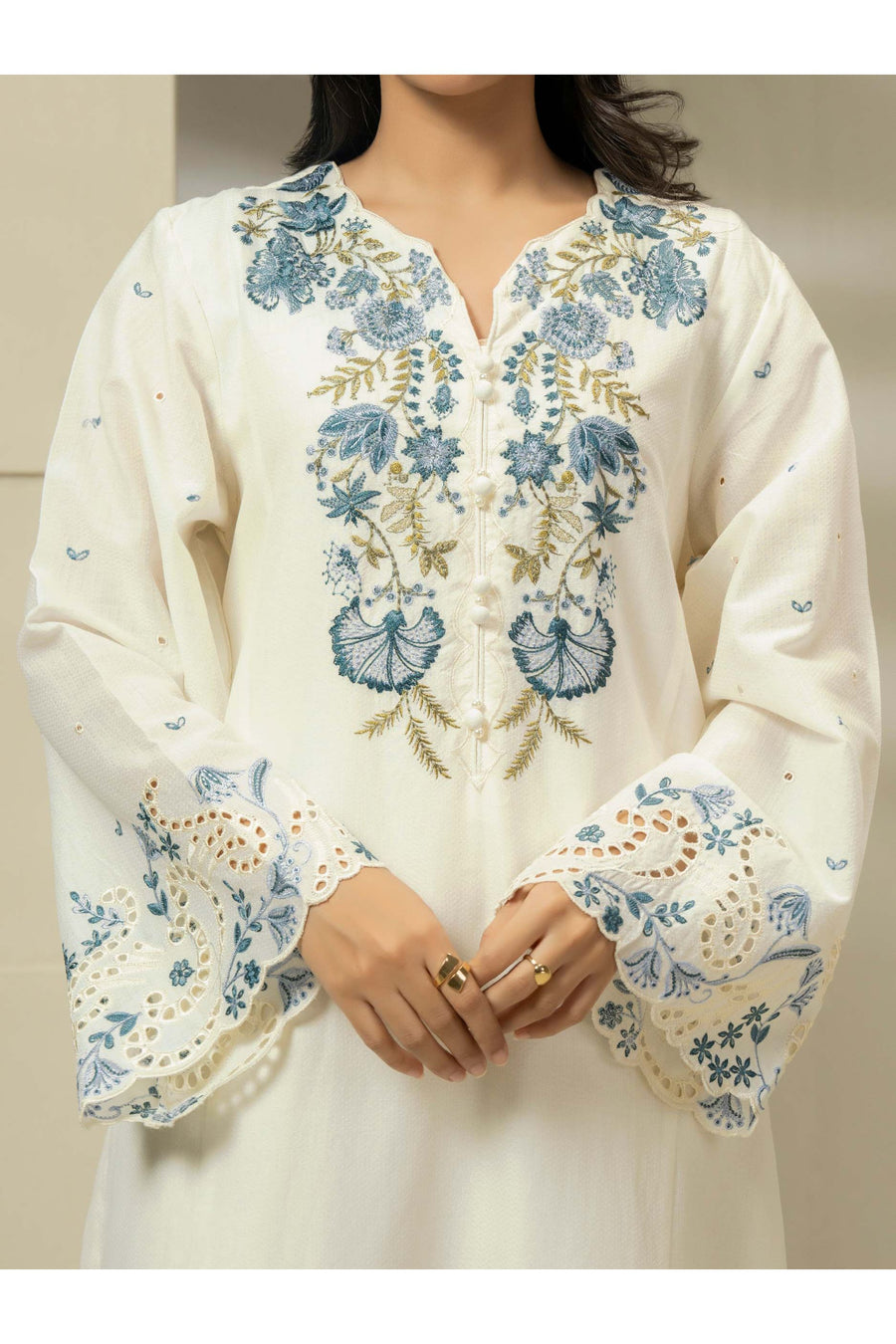 Embroidered 3 Piece Dobby Suit Set for You