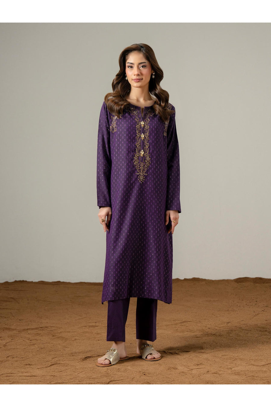 Embroidered 2 Piece Jacquard Suit Set