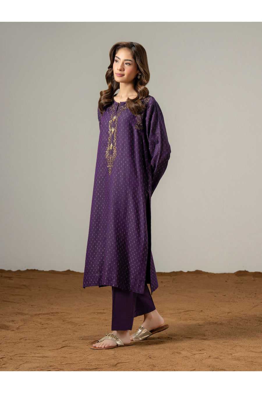 Embroidered 2 Piece Jacquard Suit Set