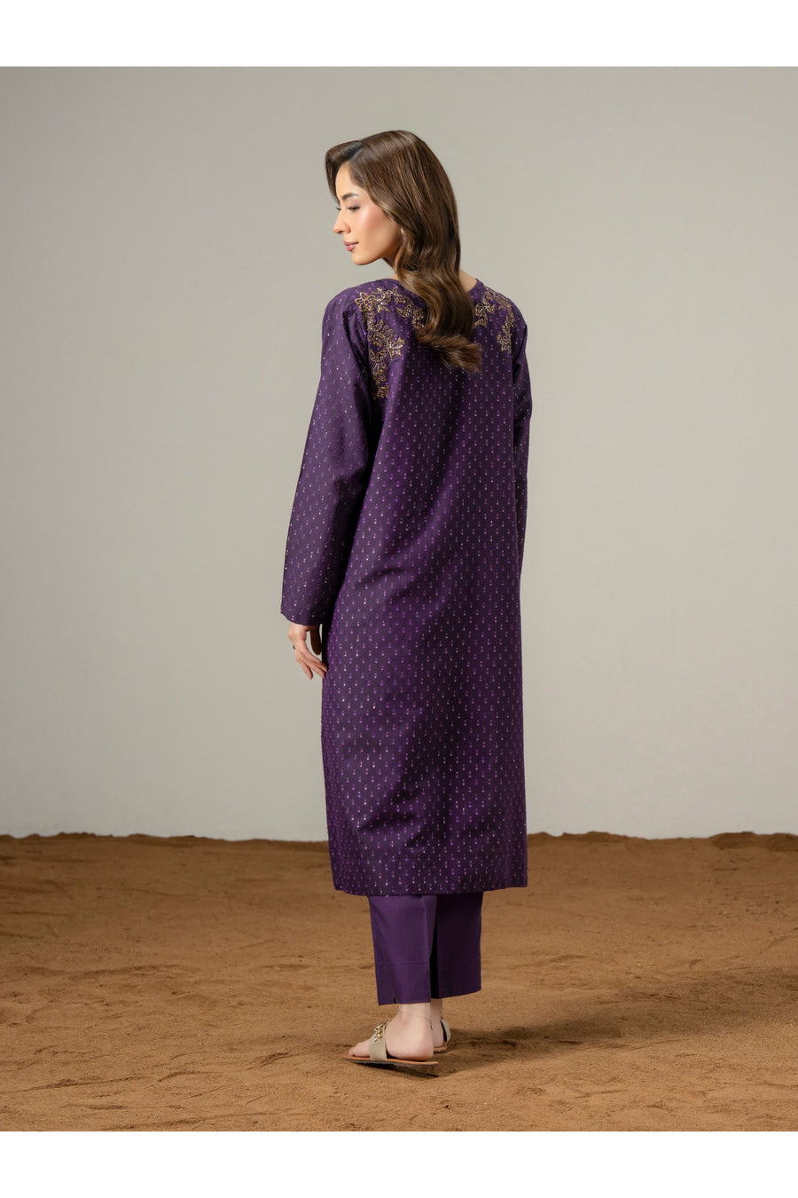 Embroidered 2 Piece Jacquard Suit Set