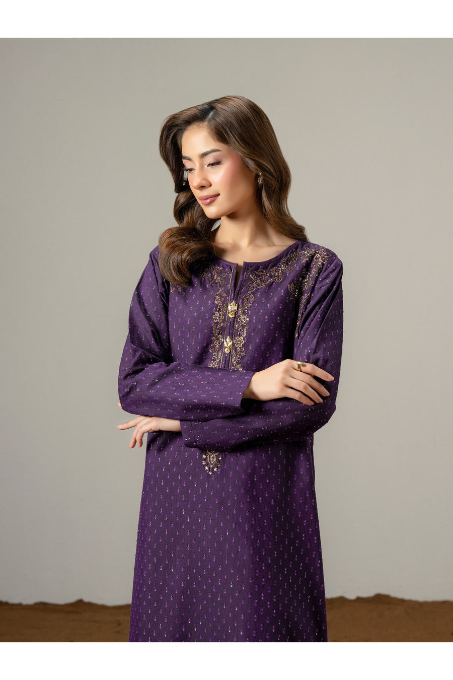 Embroidered 2 Piece Jacquard Suit Set