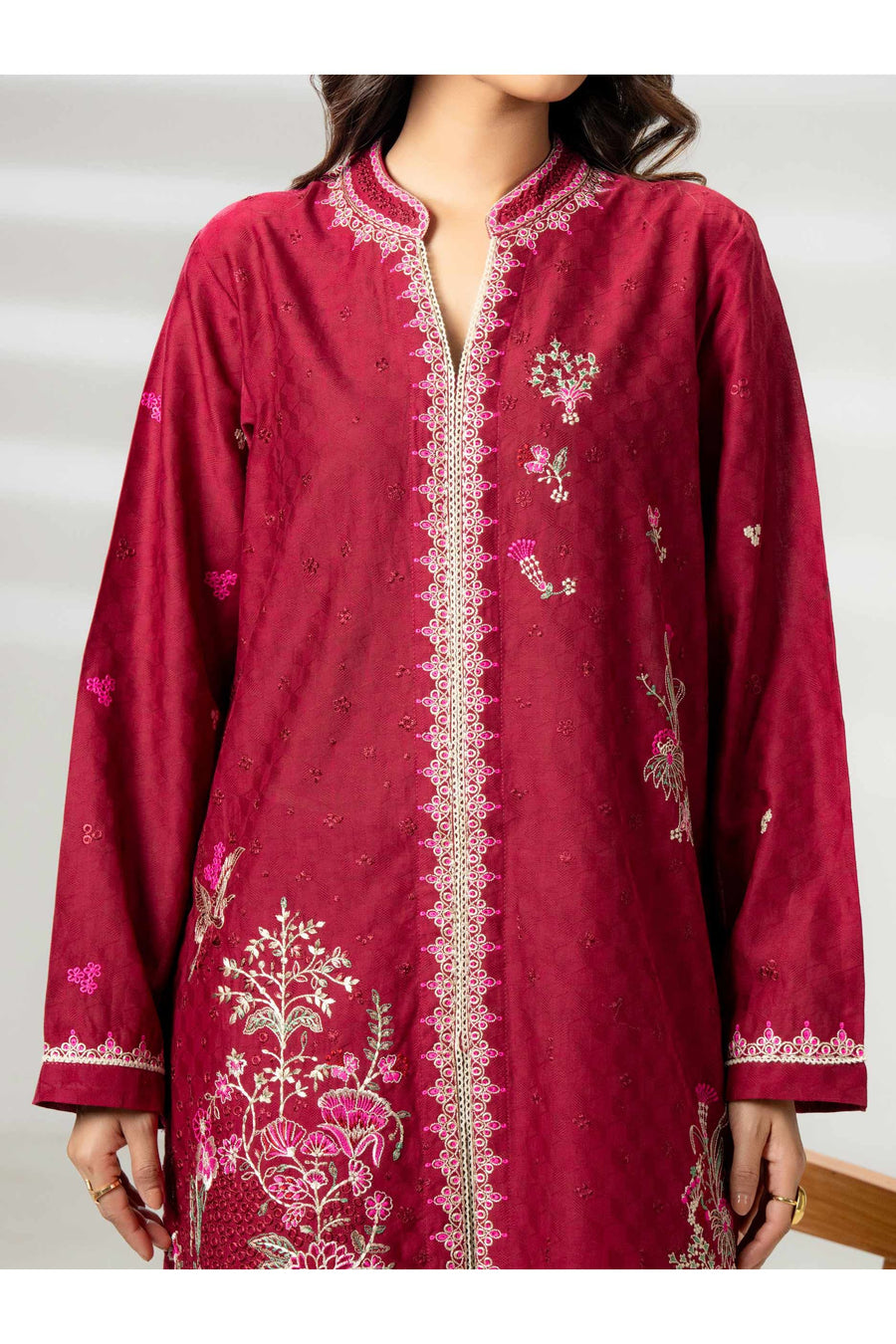 Embroidered 2 Piece Jacquard Suit Set