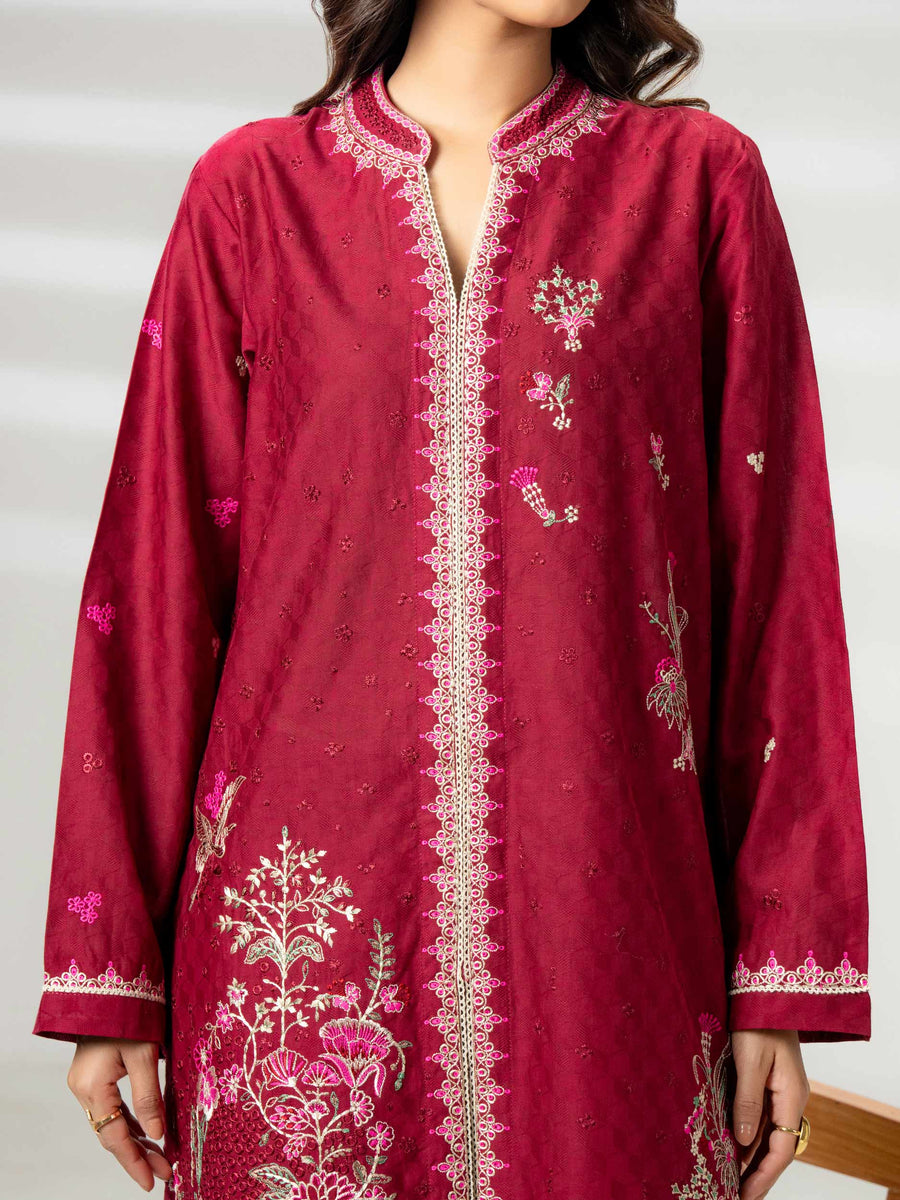 2 Piece Jacquard Suit-Embroidered (Pret) - Pehnaawaa