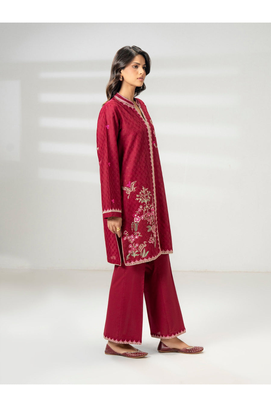 Embroidered 2 Piece Jacquard Suit Set