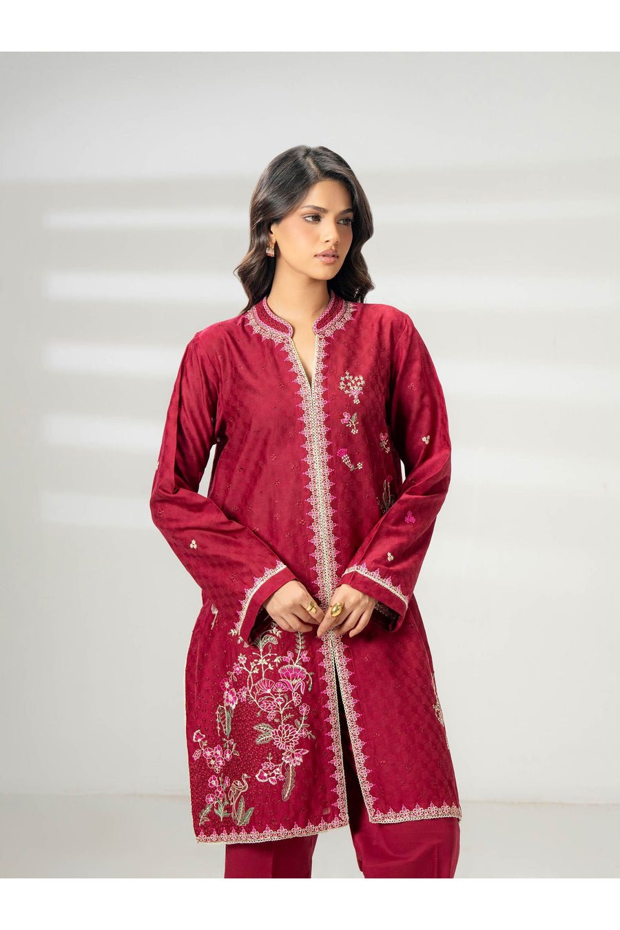 Embroidered 2 Piece Jacquard Suit Set