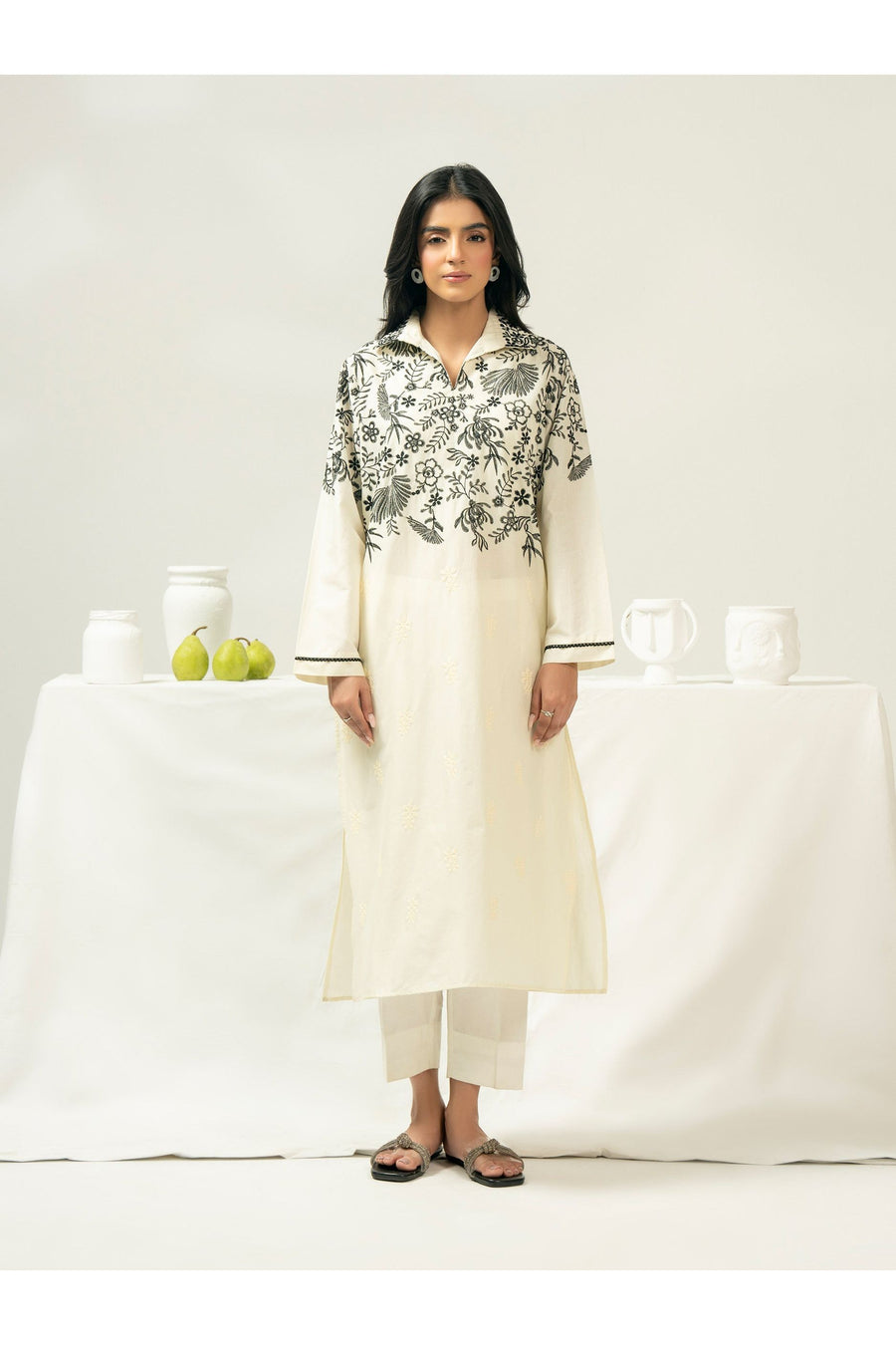 Embroidered Cambric Shirt for Casual Style