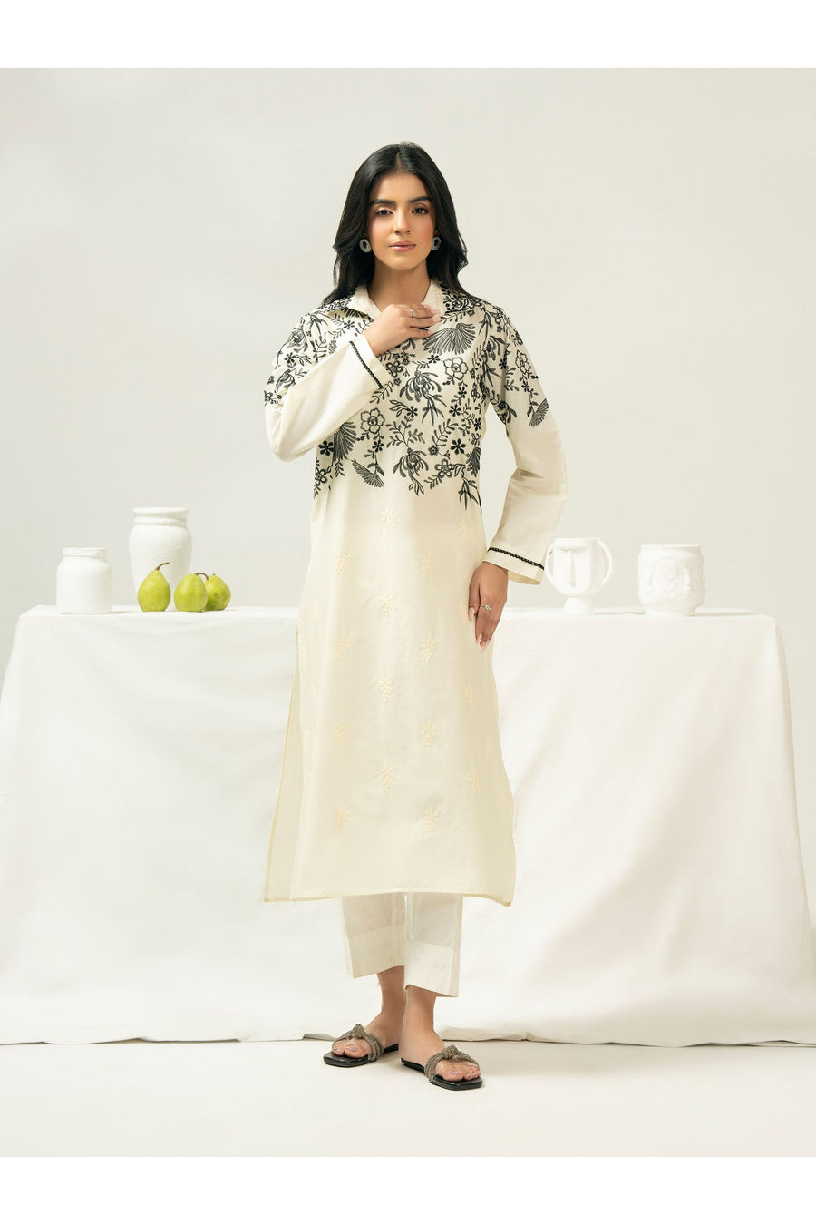Embroidered Cambric Shirt for Casual Style