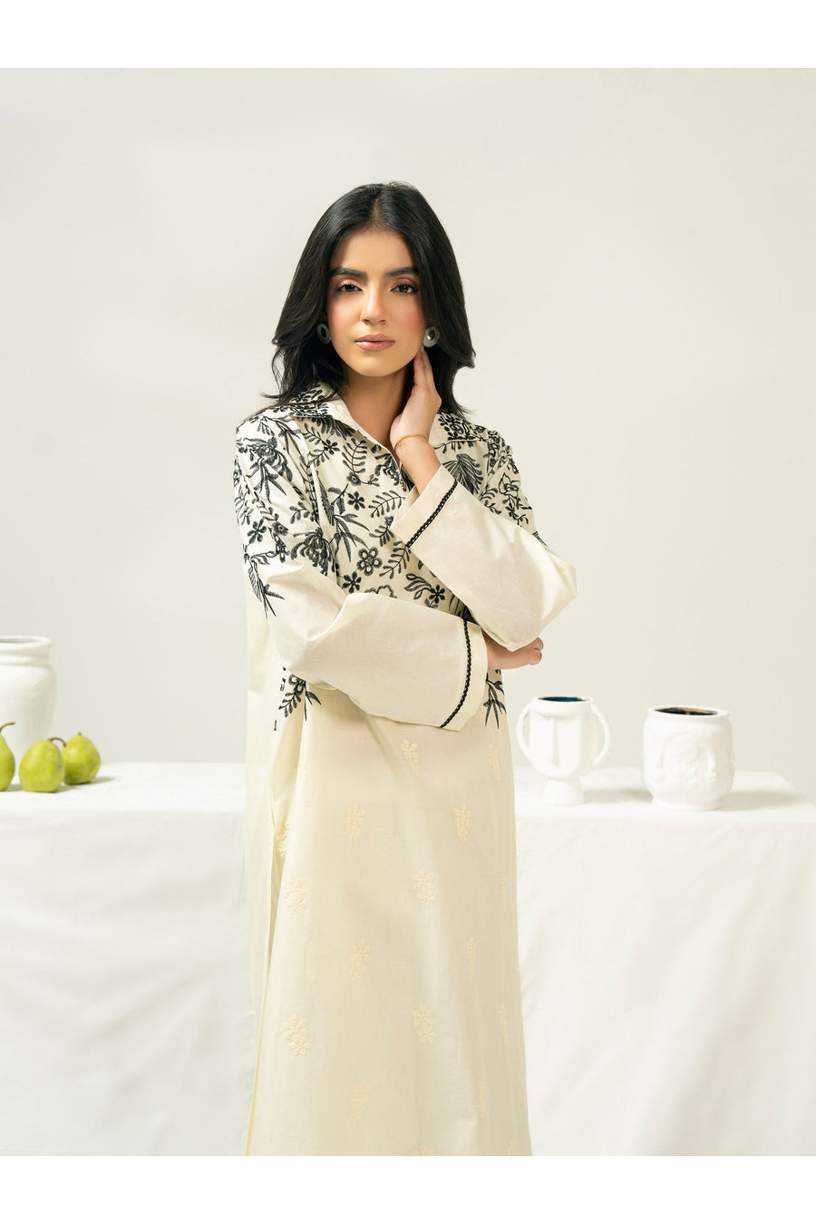 Embroidered Cambric Shirt for Casual Style