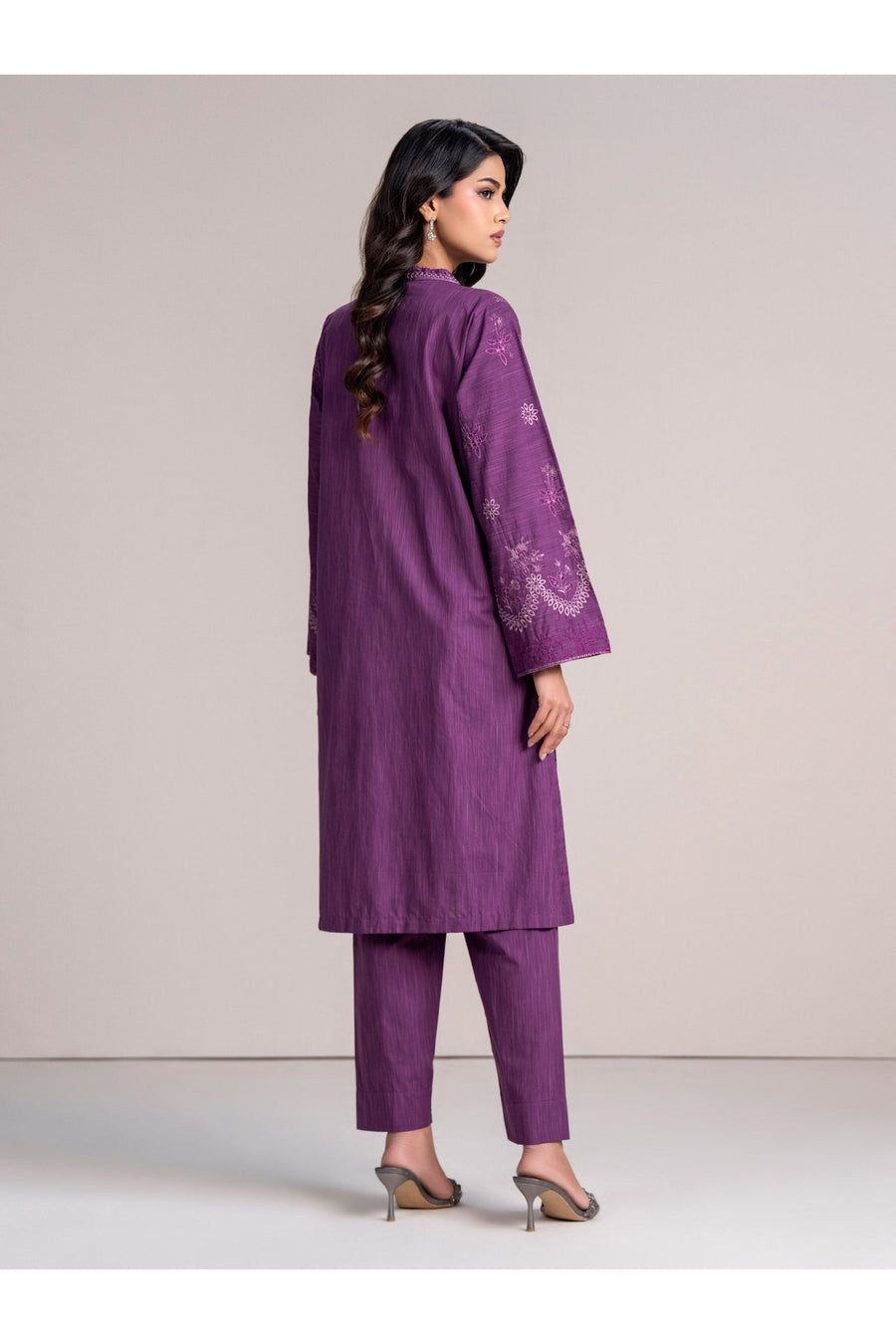 Plum Viscose 2-Piece Salwar Kameez | Schiffli Embroidery