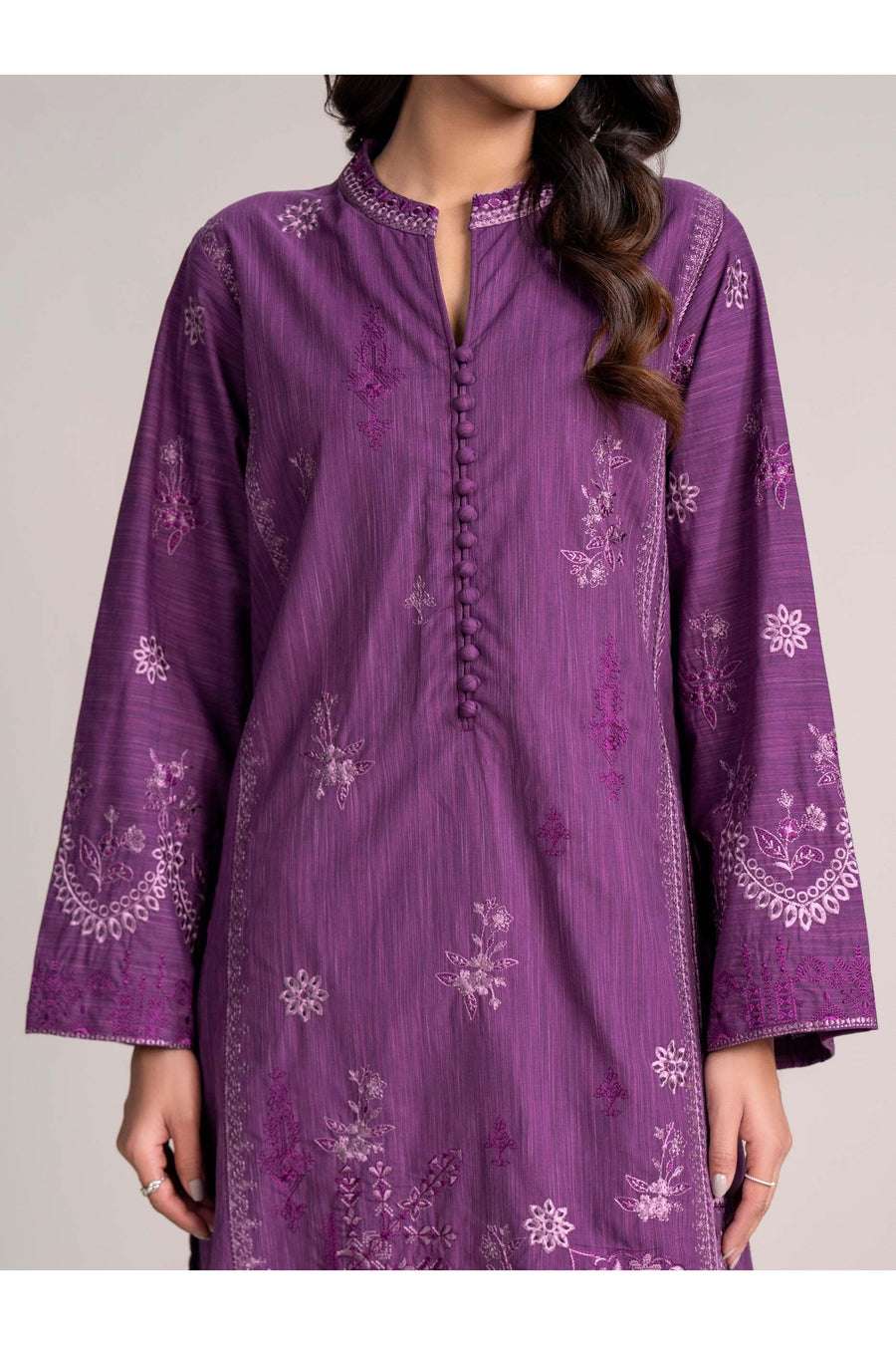 Plum Viscose 2-Piece Salwar Kameez | Schiffli Embroidery