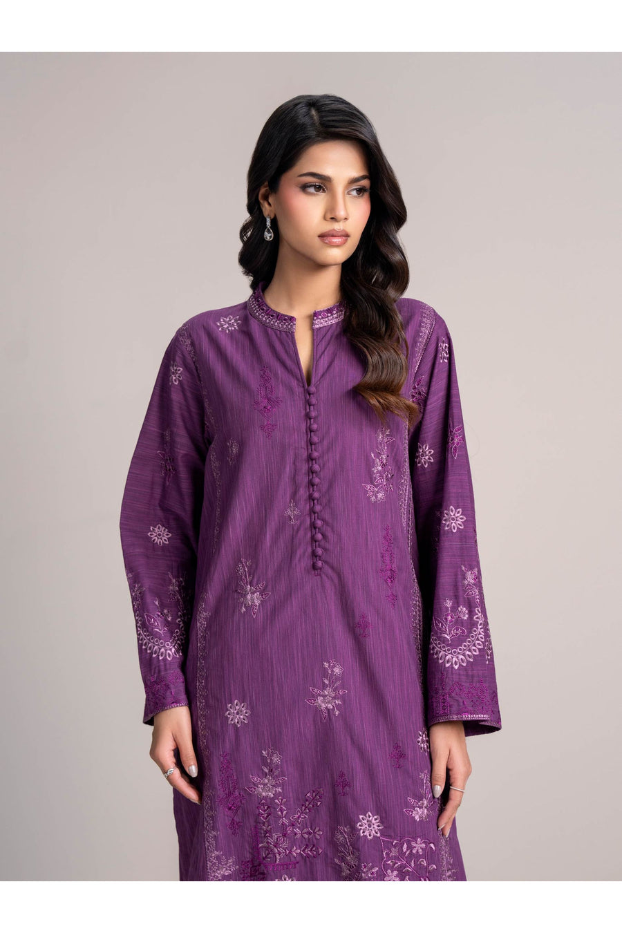 Plum Viscose 2-Piece Salwar Kameez | Schiffli Embroidery