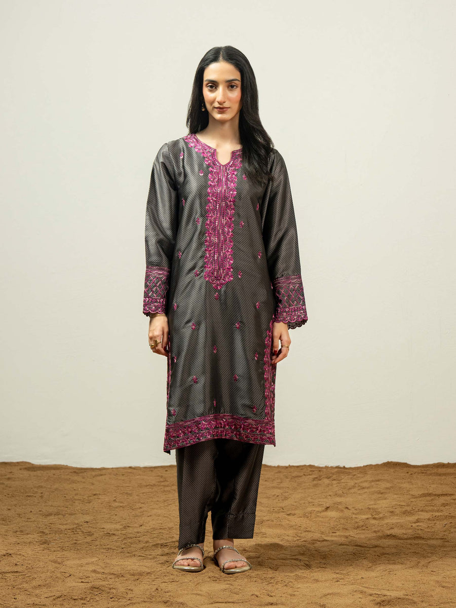 2 Piece Silk Suit-Embroidered (Pret) - Pehnaawaa