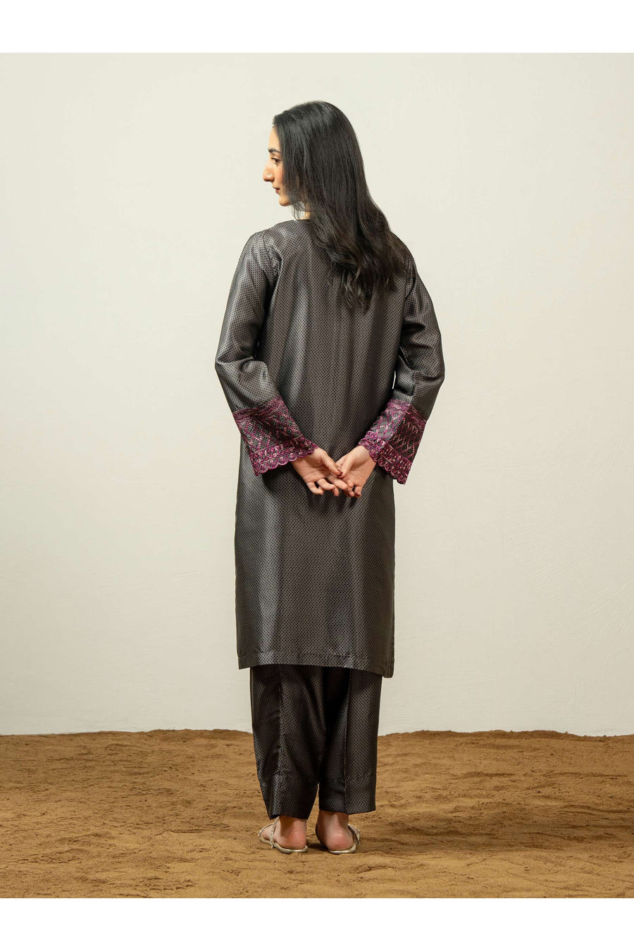 Silk Embroidered Two-Piece Suit Set