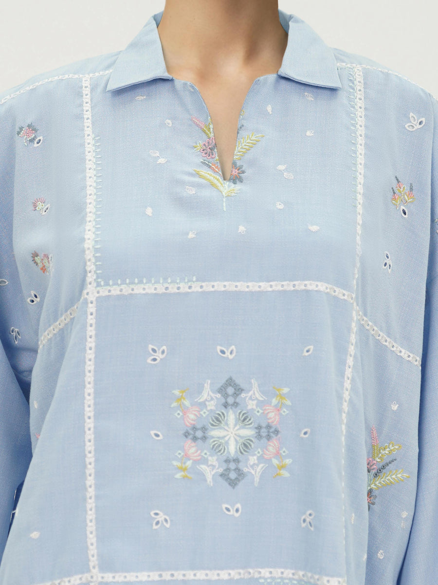 Yarn Dyed Kurti- Embroidered