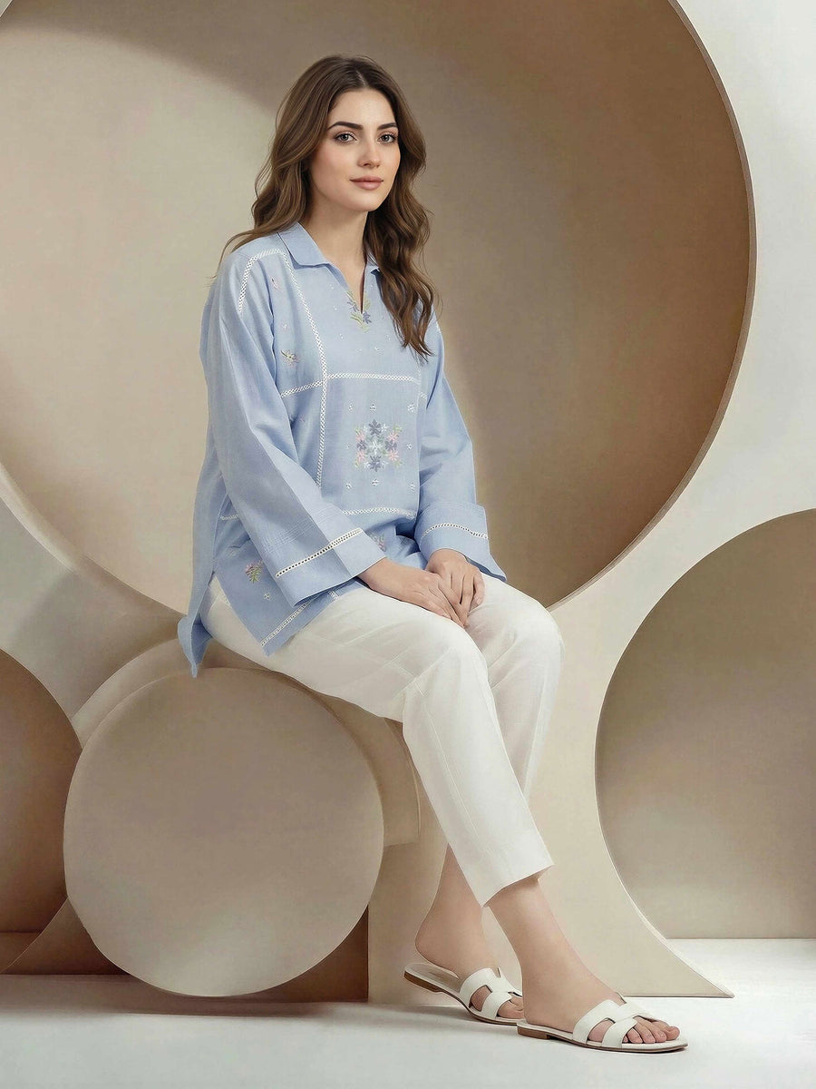 Yarn Dyed Kurti- Embroidered