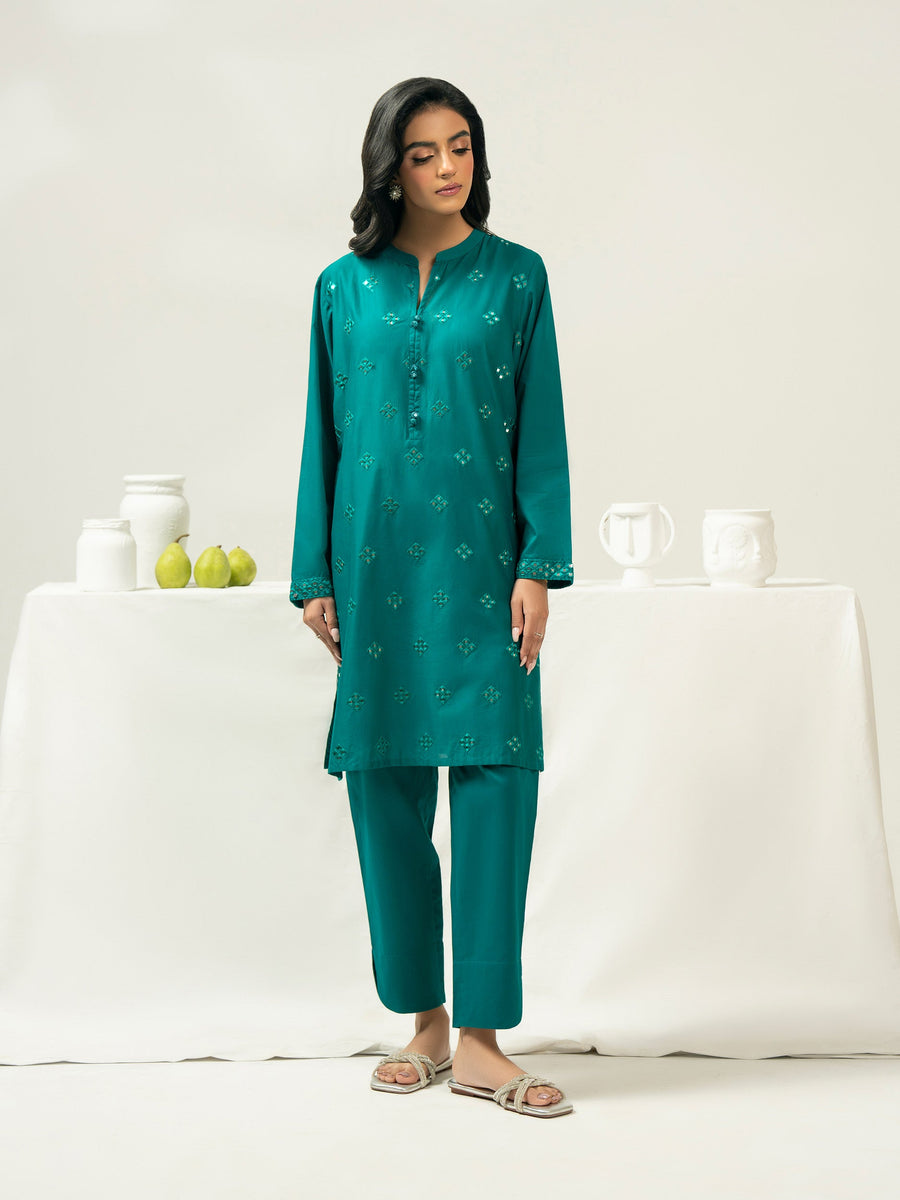 2 Piece Cambric Suit-Embroidered (Pret) - Pehnaawaa