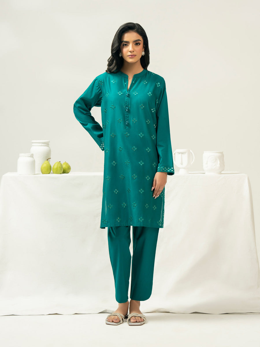 2 Piece Cambric Suit-Embroidered (Pret) - Pehnaawaa