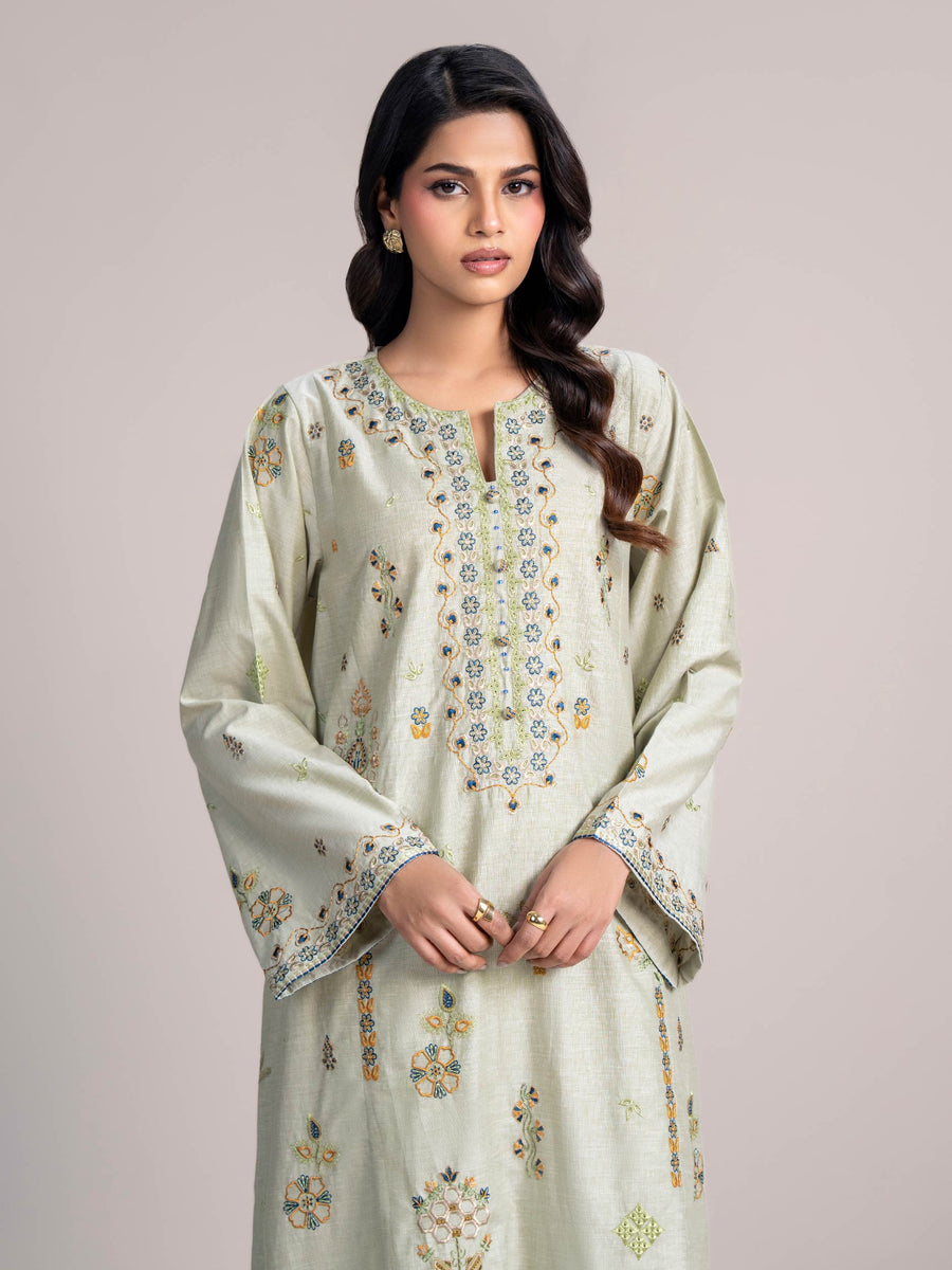 2 Piece Yarn Dyed Suit- Embroidered (Pret) - Pehnaawaa