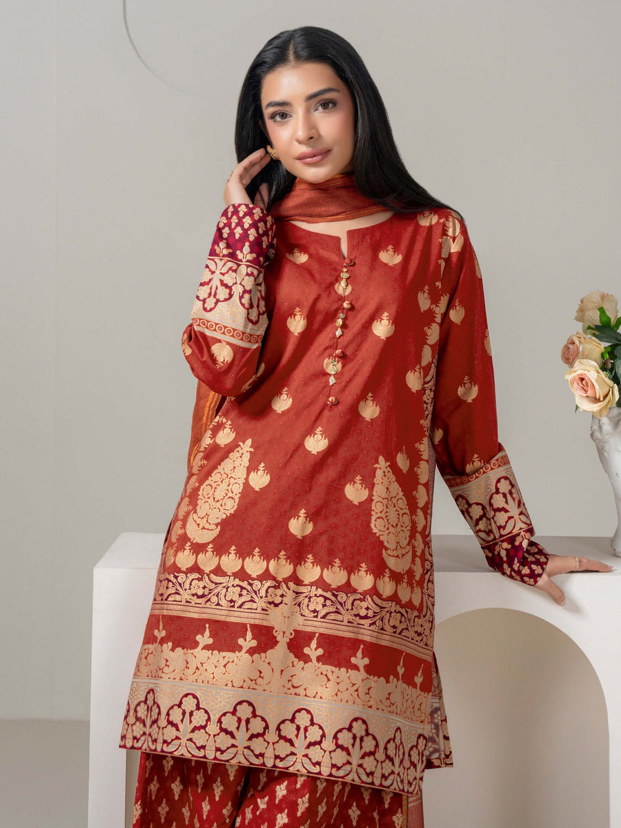 3 Piece Lawn Suit-Paste-Print (Pret) - Pehnaawaa