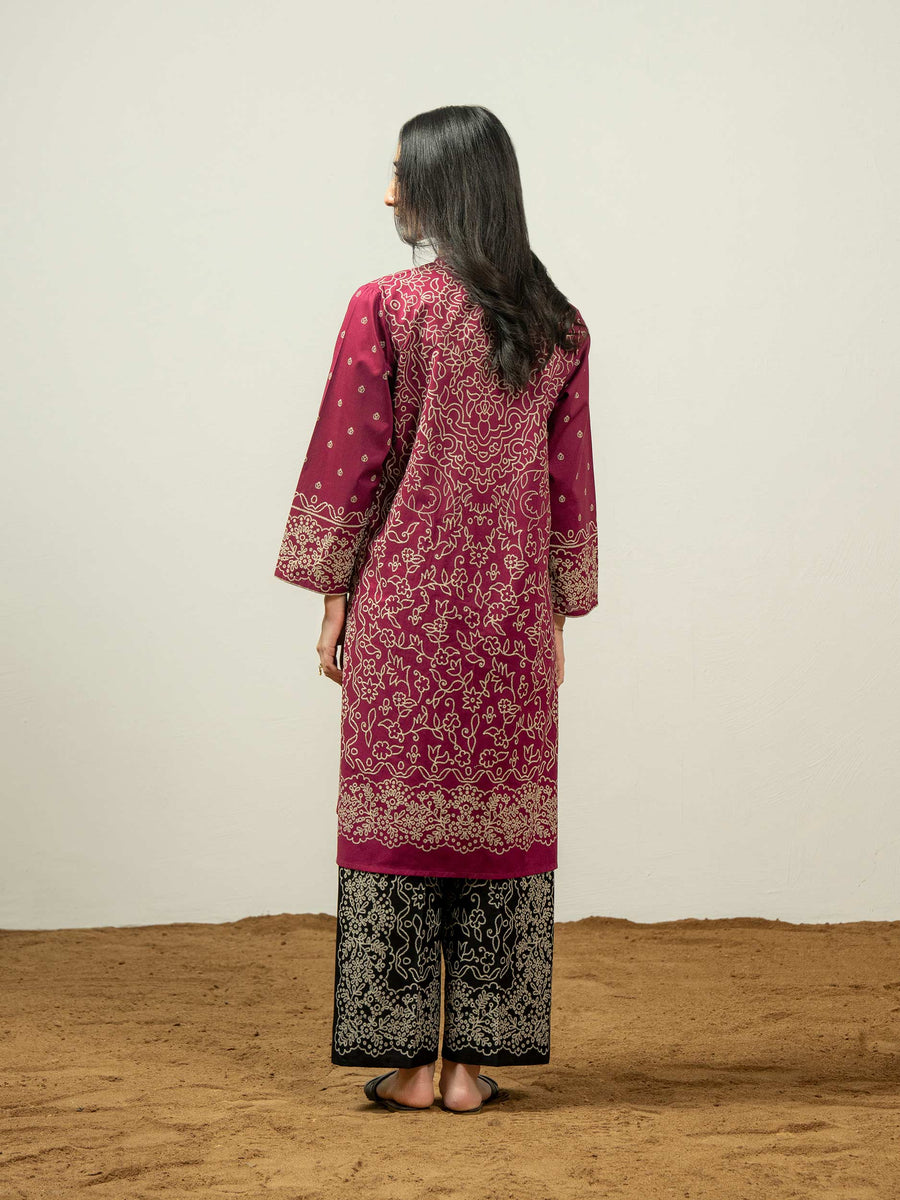 2 Piece Cambric Suit-Paste Print (Pret)