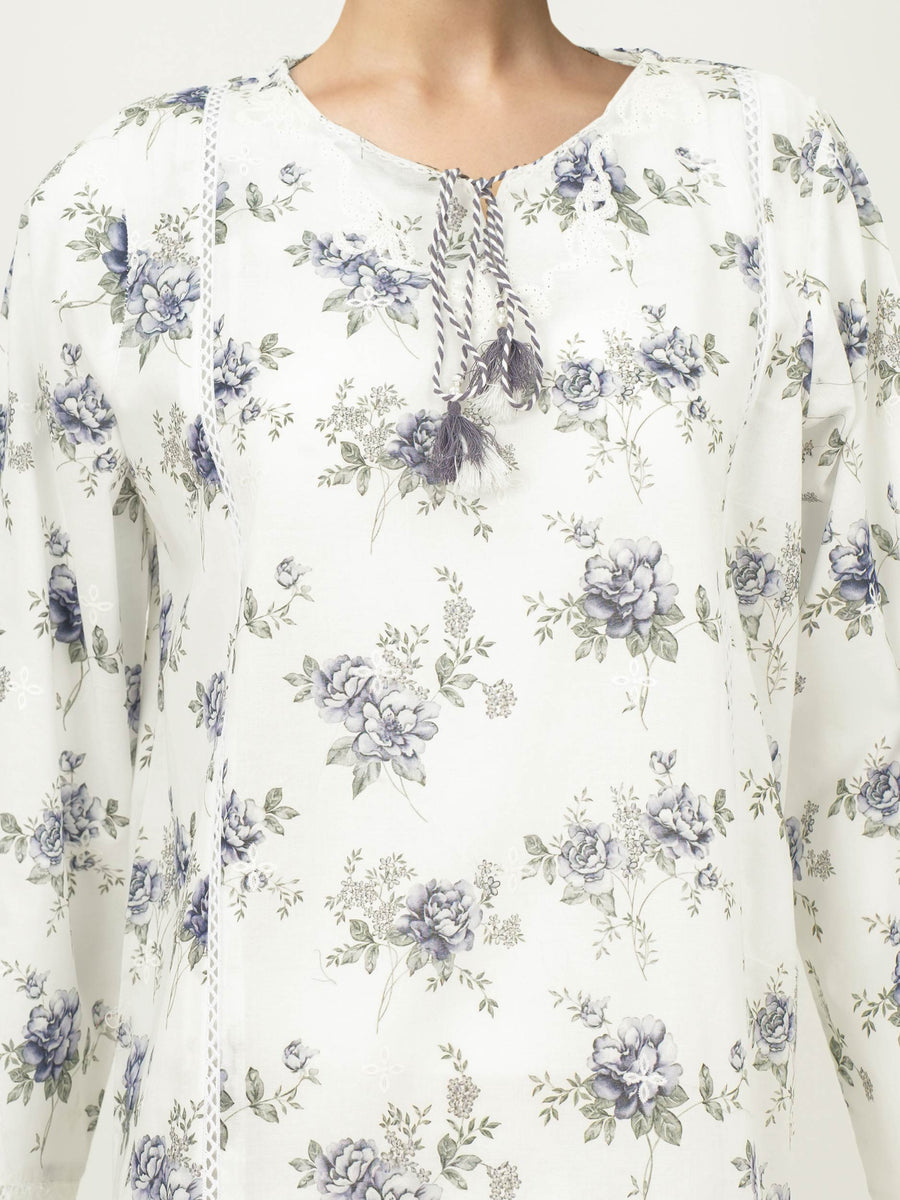 Printed Cambric Eastern Top | Lace