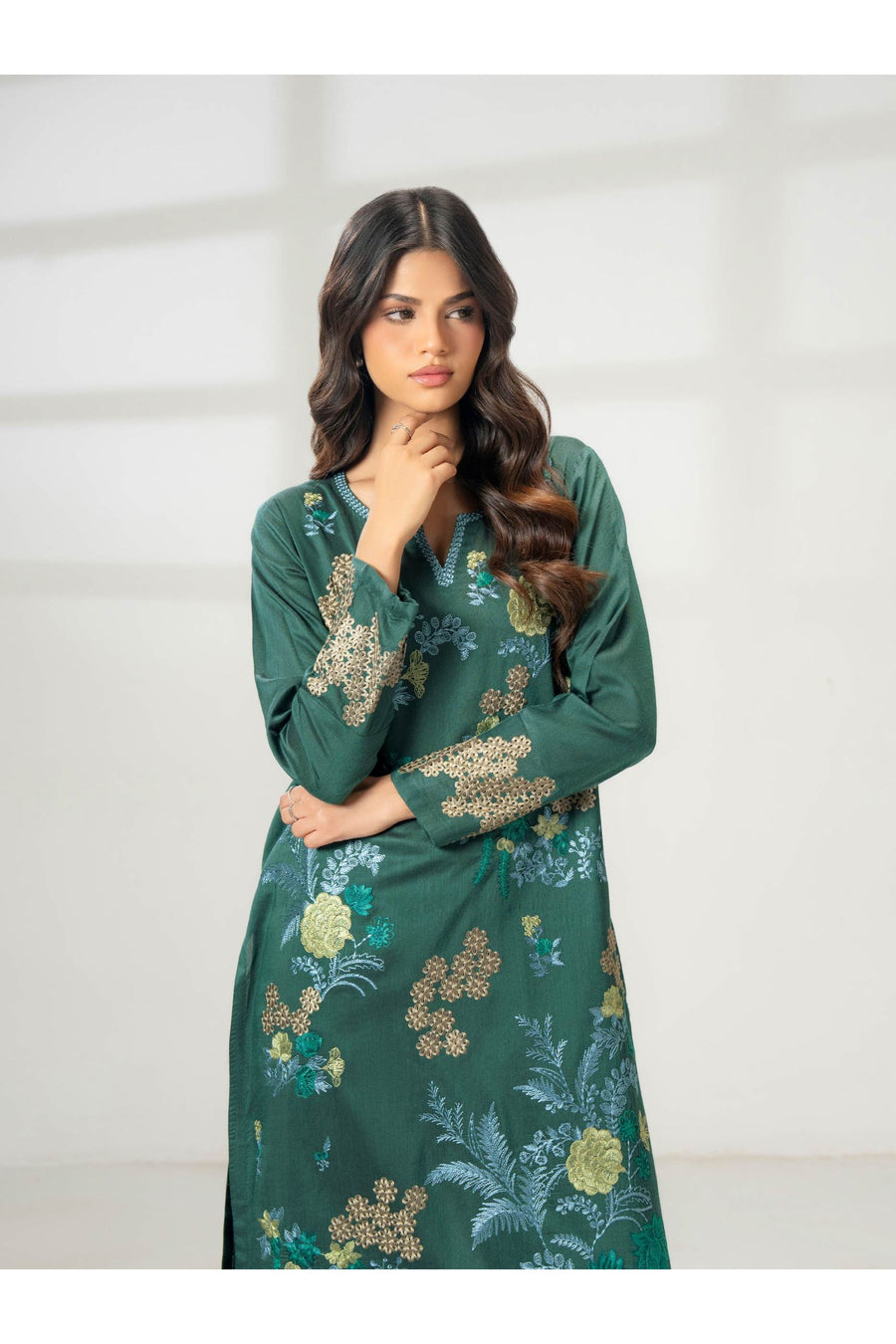 Embroidered Raw Silk 2-Piece Suit Set