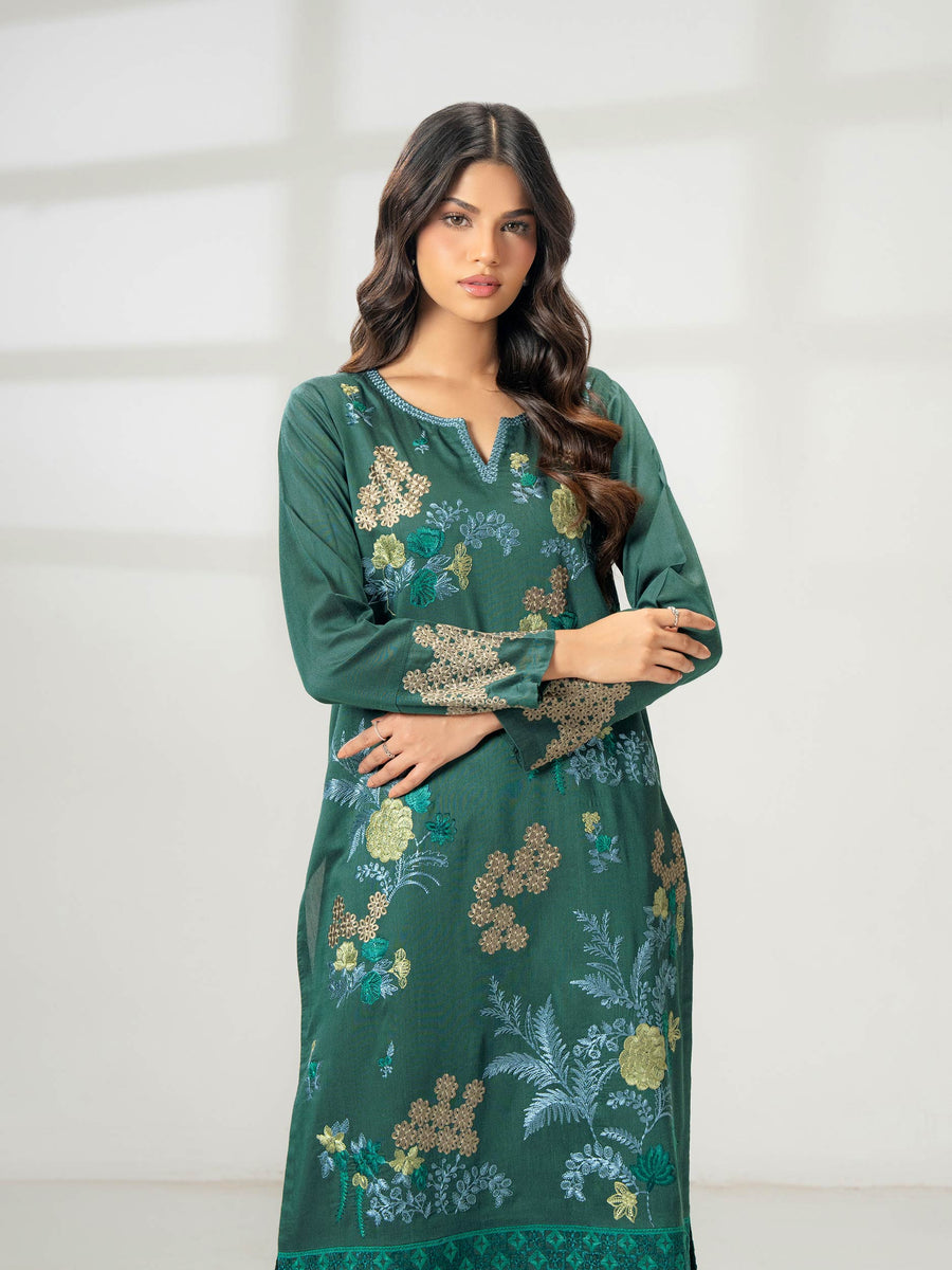 2 Piece Raw Silk Suit-Embroidered (Pret) - Pehnaawaa