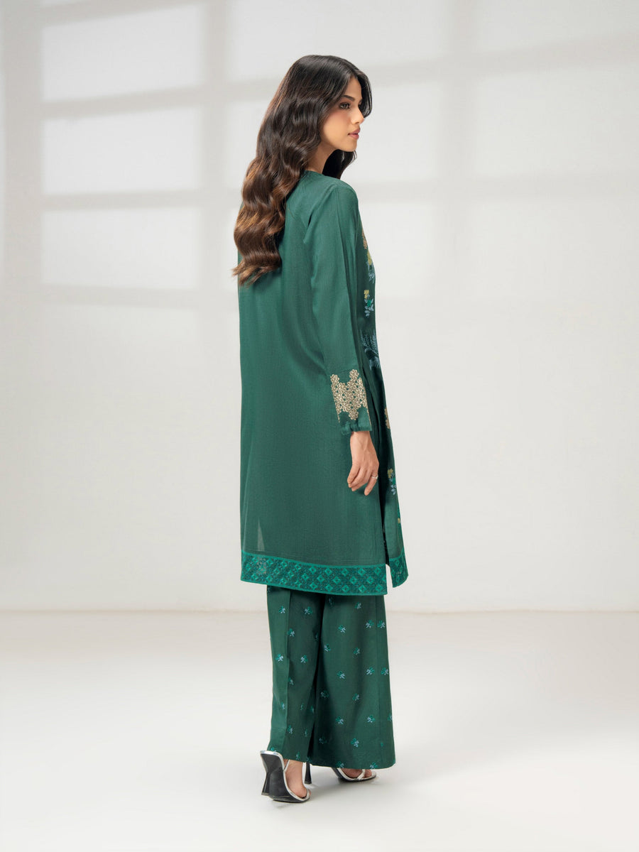 2 Piece Raw Silk Suit-Embroidered (Pret) - Pehnaawaa