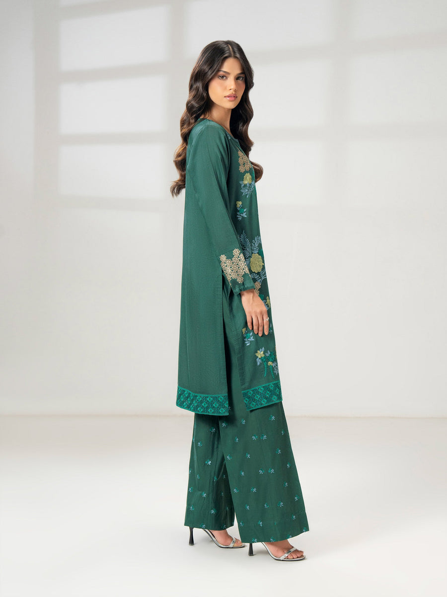 2 Piece Raw Silk Suit-Embroidered (Pret) - Pehnaawaa