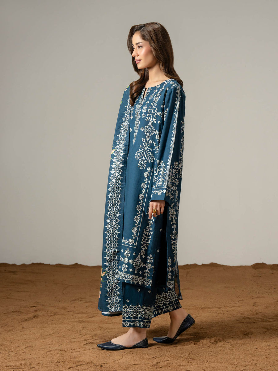 3 Piece Khaddar Suit-Paste Print (Pret)