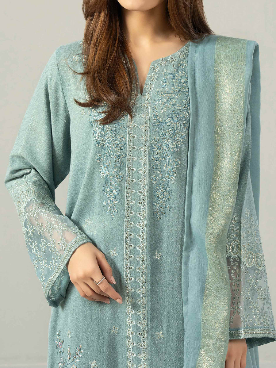 3 Piece Missouri Karandi Suit-Embroidered (Pret) - Pehnaawaa