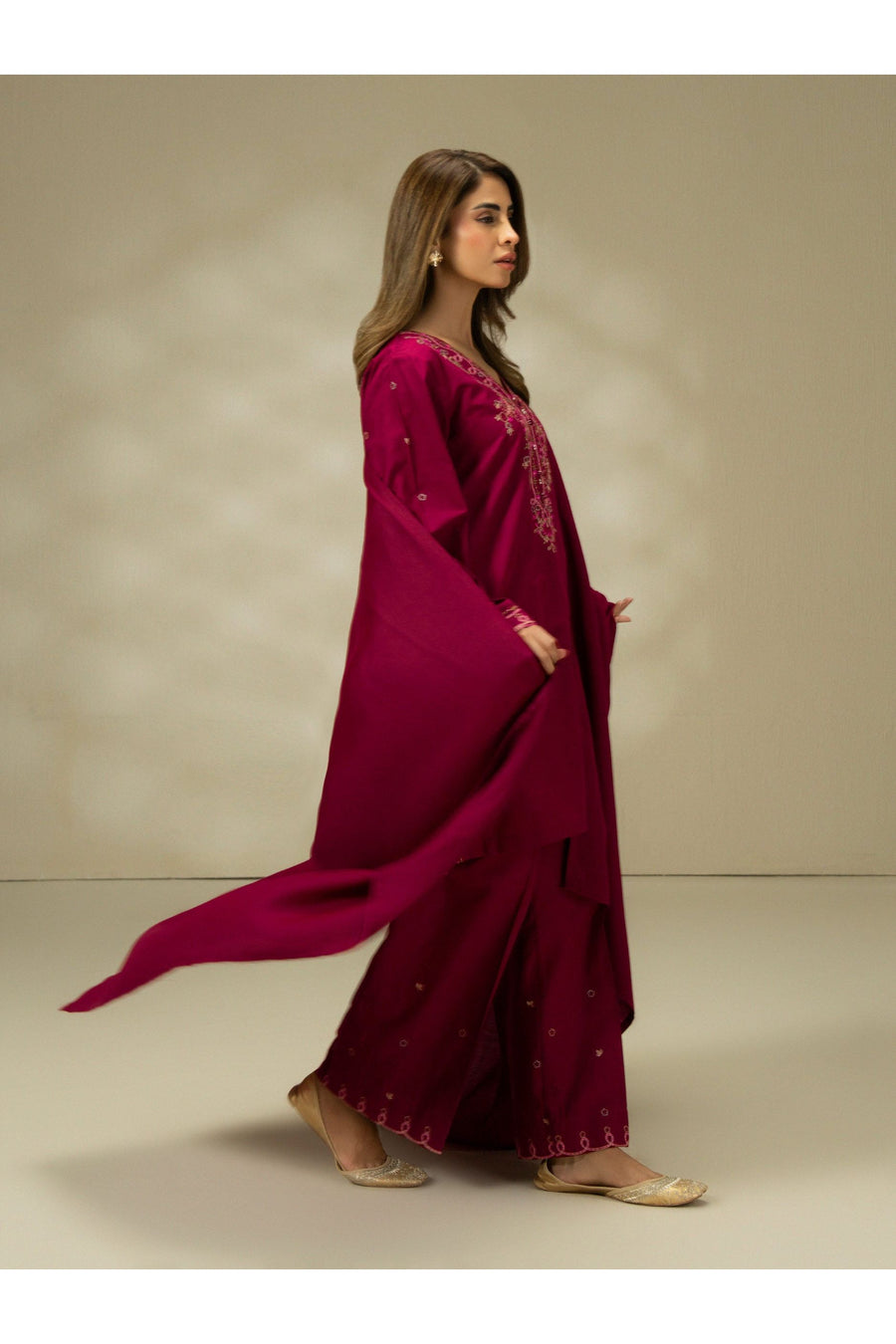 Embroidered 3 Piece Khaddar Suit Set