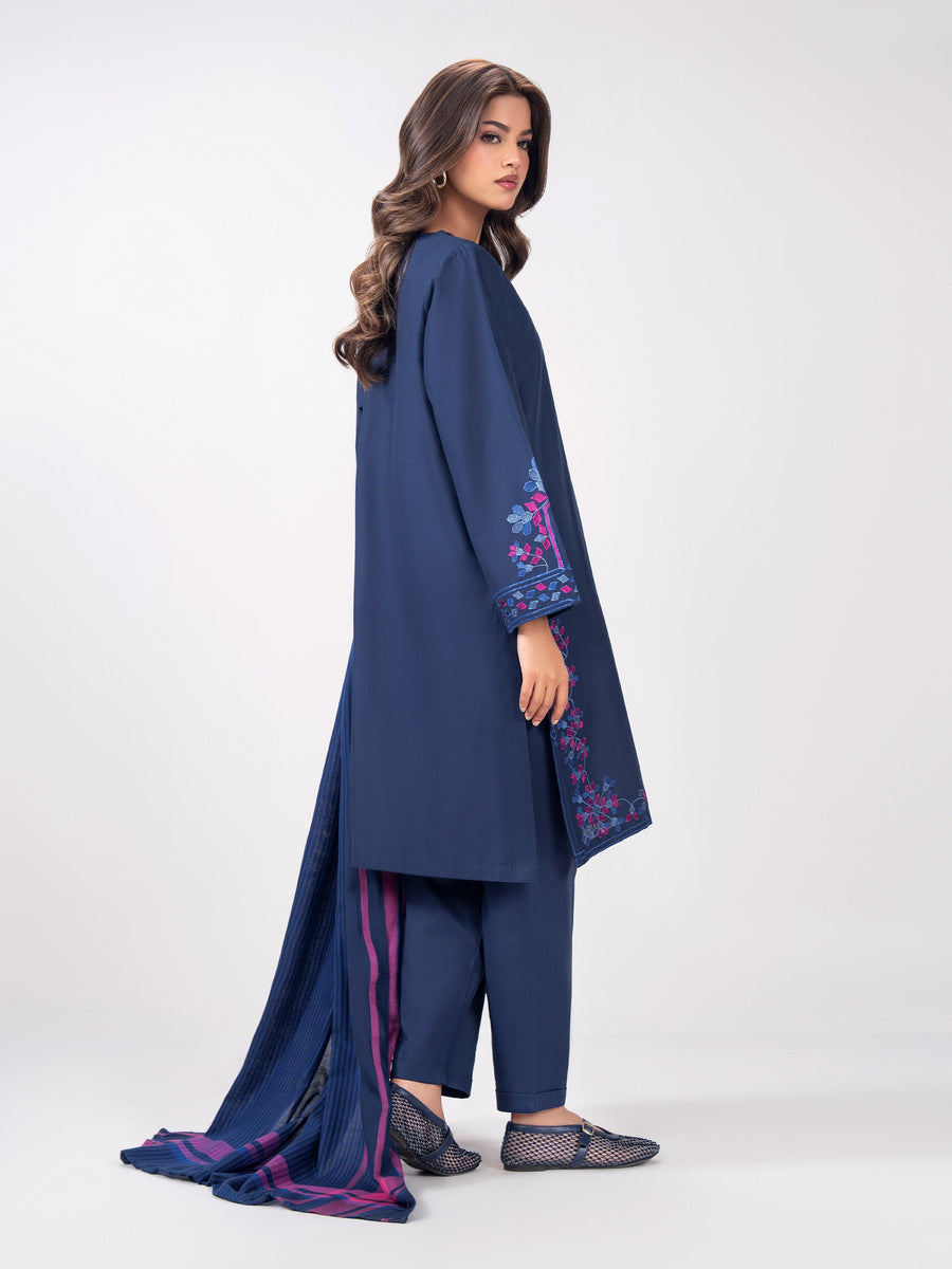 3 Piece Slub Khaddar Suit- Embroidered (Pret) - Pehnaawaa