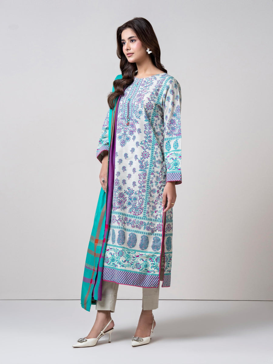 3 Piece Slub Khaddar Suit (Pret) - Pehnaawaa