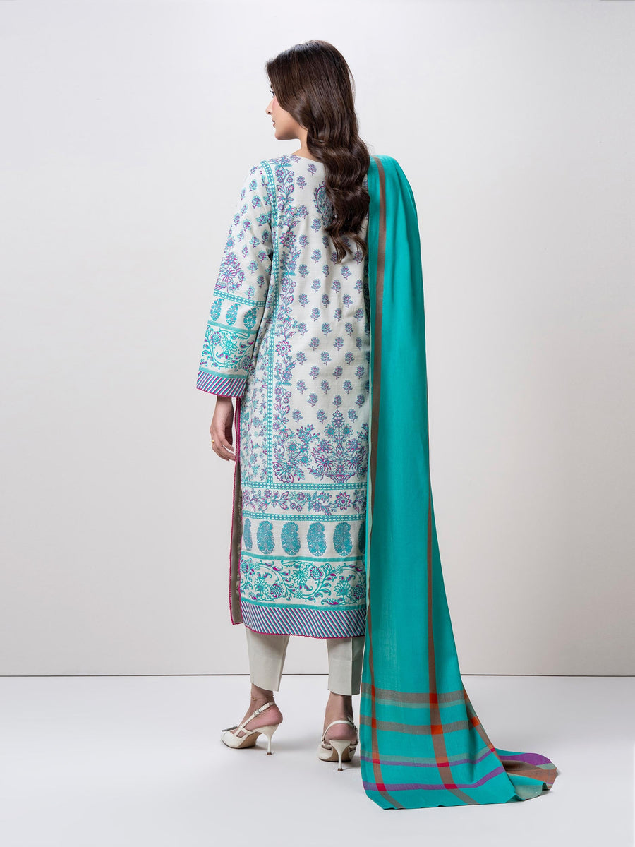 3 Piece Slub Khaddar Suit (Pret) - Pehnaawaa