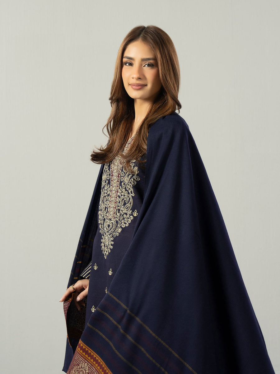 3 Piece Slub Khaddar Suit- Embroidered (Pret) - Pehnaawaa