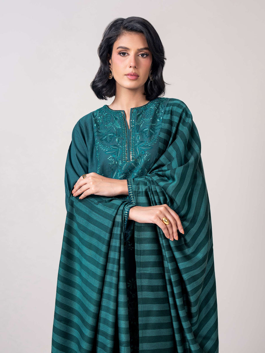 3 Piece Khaddar Suit- Embroidered (Pret) - Pehnaawaa