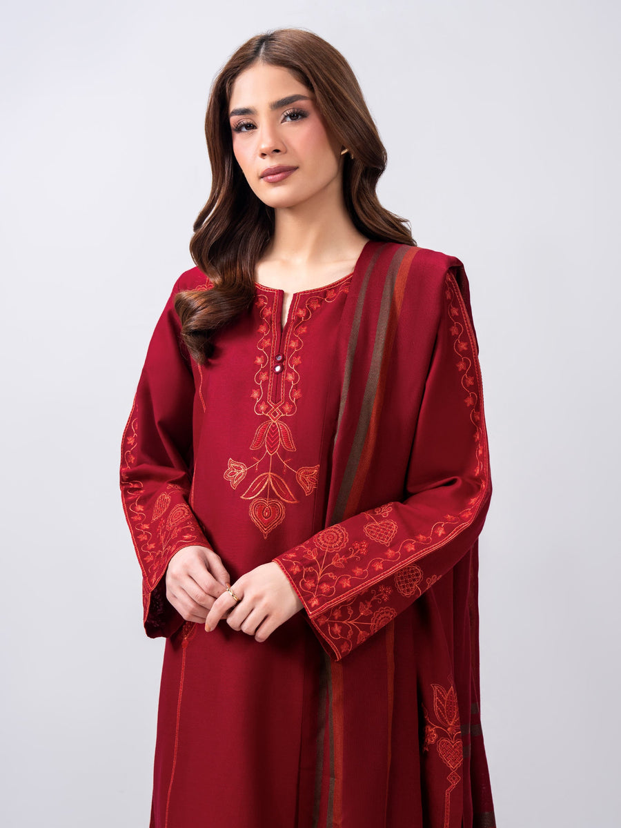 3 Piece Khaddar Suit- Embroidered (Pret) - Pehnaawaa
